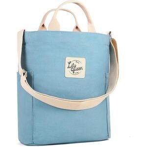 Lily queen Women Canvas Tote Handbags Casual Shoulder Work Bag Crossbody Blue